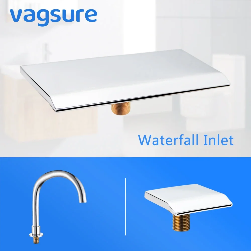 Stainless Steel Chromed Bathtub Waterfall Spout Bathtub Waterfall inlet Handle Shower Switch Valve