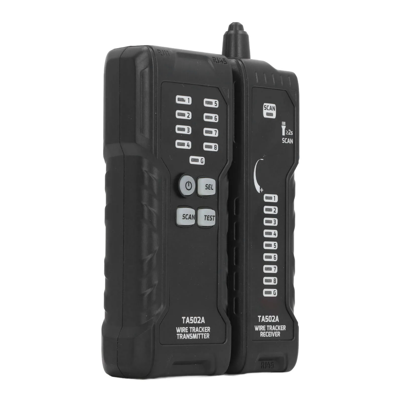 TA502A Cable Tracer for RJ45 and RJ11 Interfaces with Integrated Flashlight LED Display and Signal Transmission Distance 3km