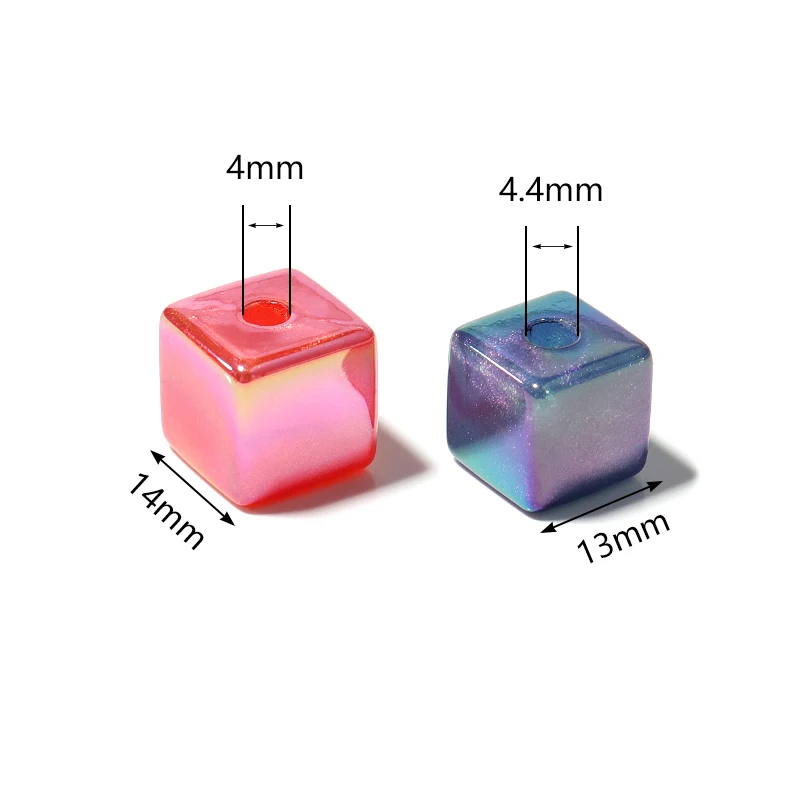 10Pcs/Lot 13-14mm Colorful Acrylic Beads Cube Square Spacer Loose Beads For DIY Crafts Ornament Making Clothing Finding Accesso