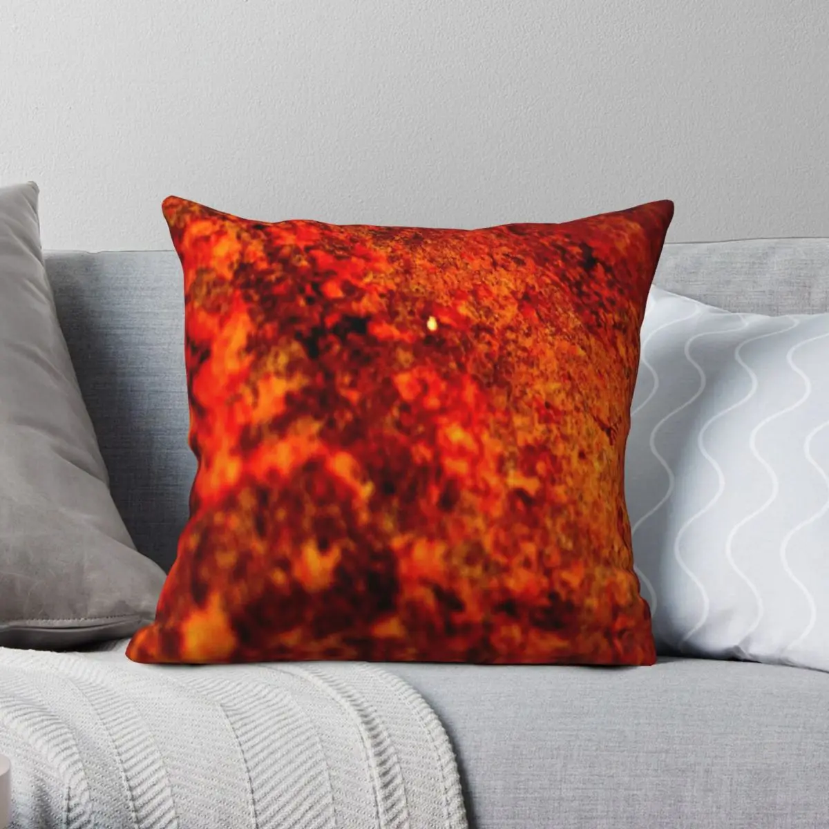 Burnt Rust Square Pillowcase Polyester Linen Velvet Pattern Zip Decor Pillow Case Sofa Seater Cushion Cover