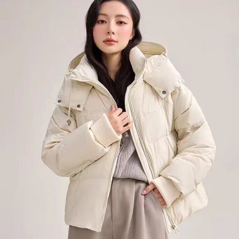 Thickened Down Jacket Female Fashion Hundred with Hooded Warm Jacket 2024 New Autumn and Winter Casual Parka Women\'s Jacket