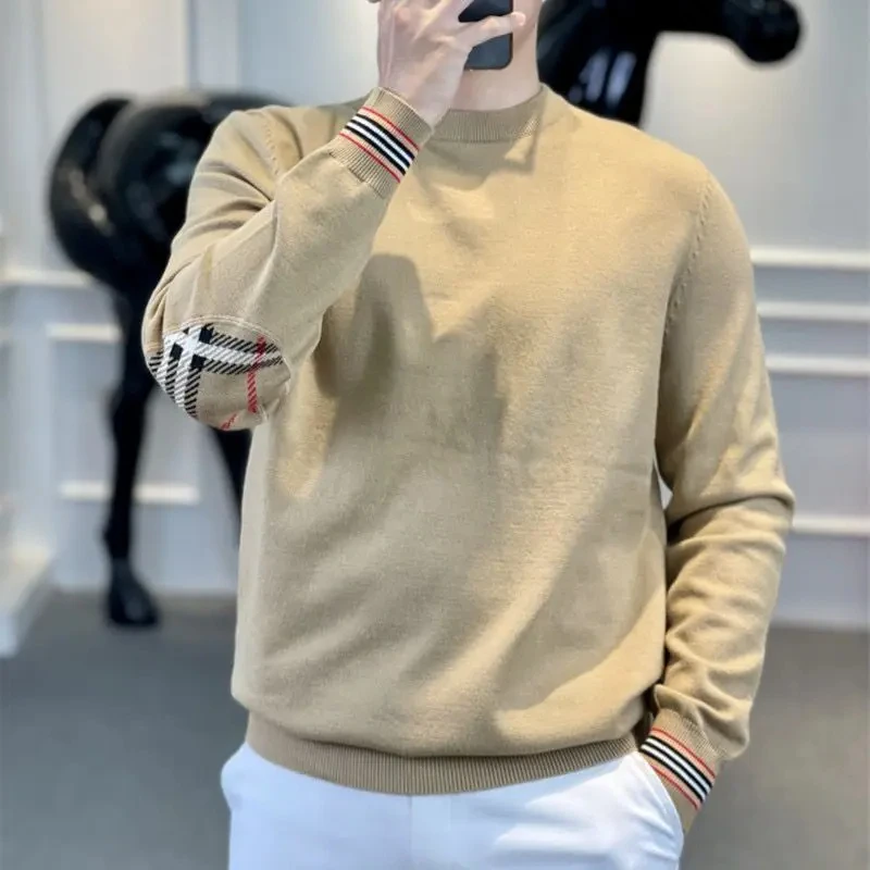 

Round Collar Korean Fashion Knitwear Crewneck Knitted Sweaters for Men Solid Color Vintage Streetwear Cashmere Y2k Pullover Man