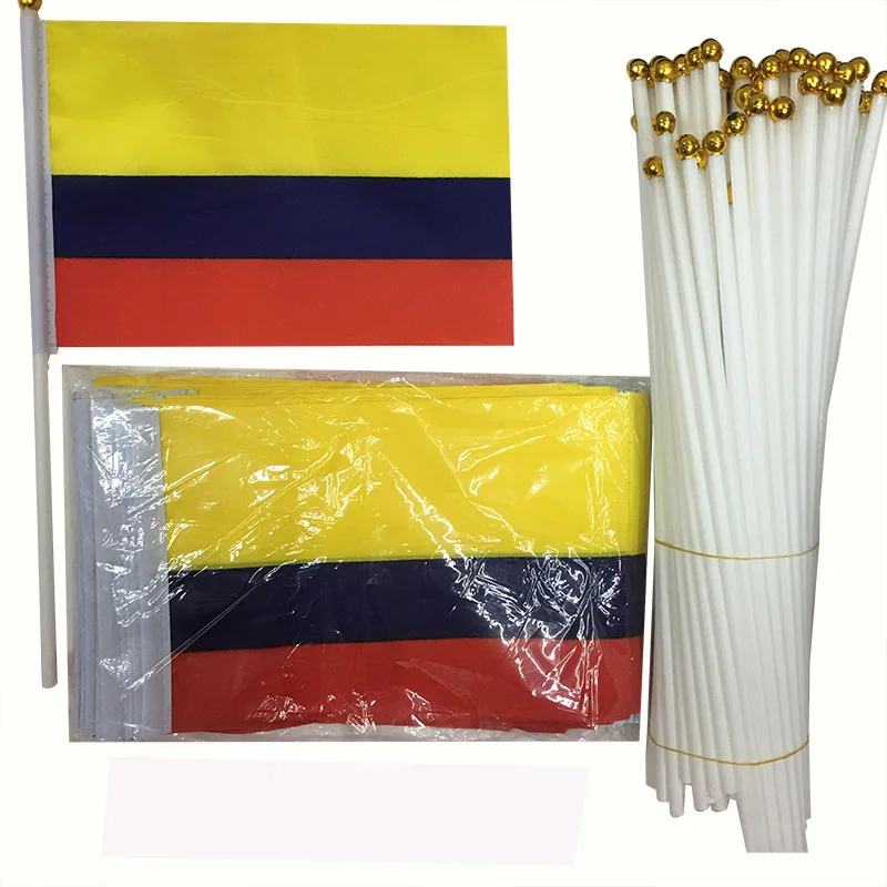 Z-ONE FLAG   Colombia Hand Flag 14*21cm Colombian National Flag  Hand  Held Waving Small Flag Indoor Outdoor Home Decor