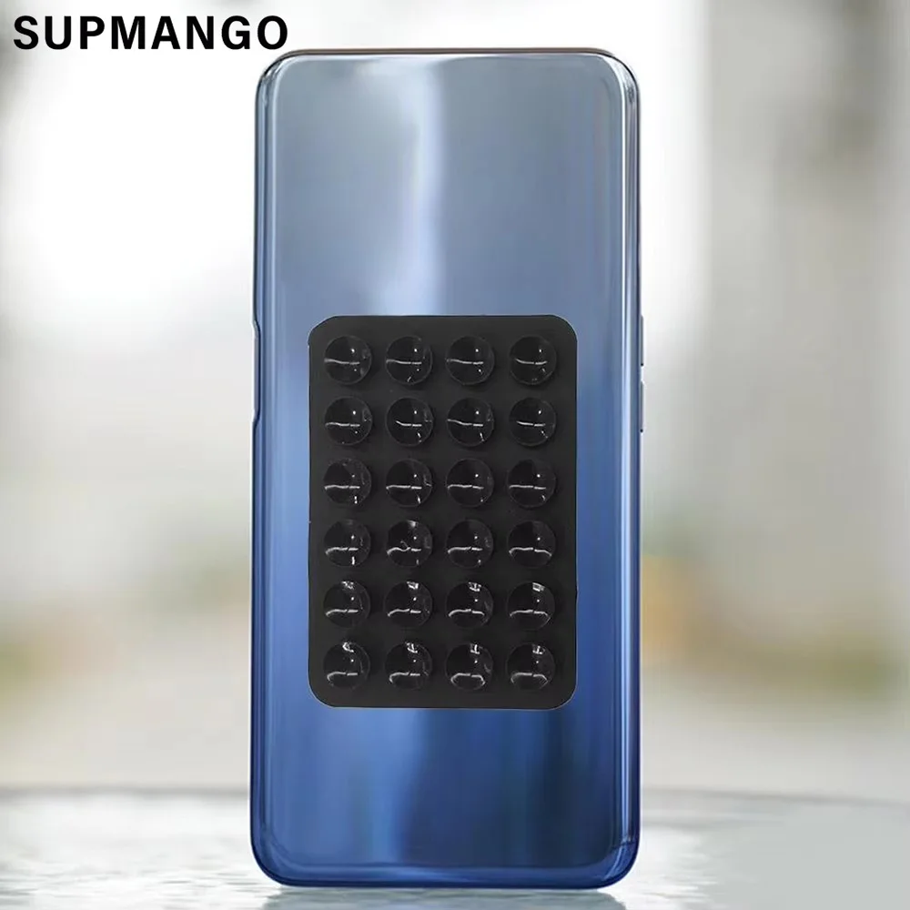Suction Cup Wall Stand Mat Multifunctional Silicone Leather Square Phone Single-Sided Case Anti-Slip Holder Mount Suction image 4