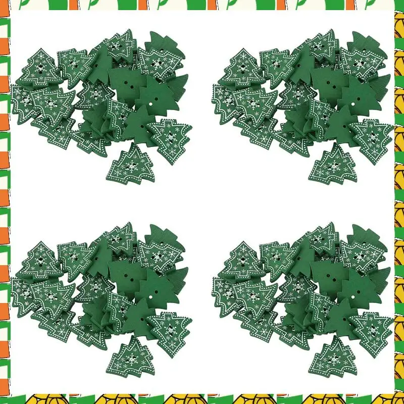 

Профессиональный инструмент, 100 шт., украшение в форме рождественской елки, деревянные пуговицы с двумя отверстиями для шитья, рукоделия скрапбукинга