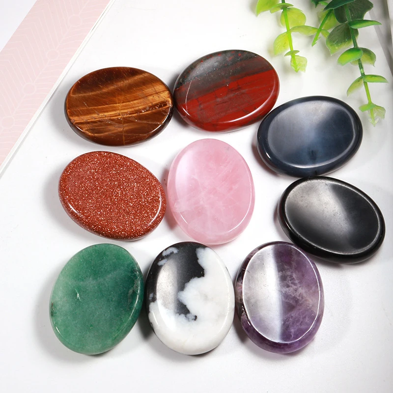 Natural crystal quartz lotus stone thumb finger scraping relief stone massage scraping jade thumb stone