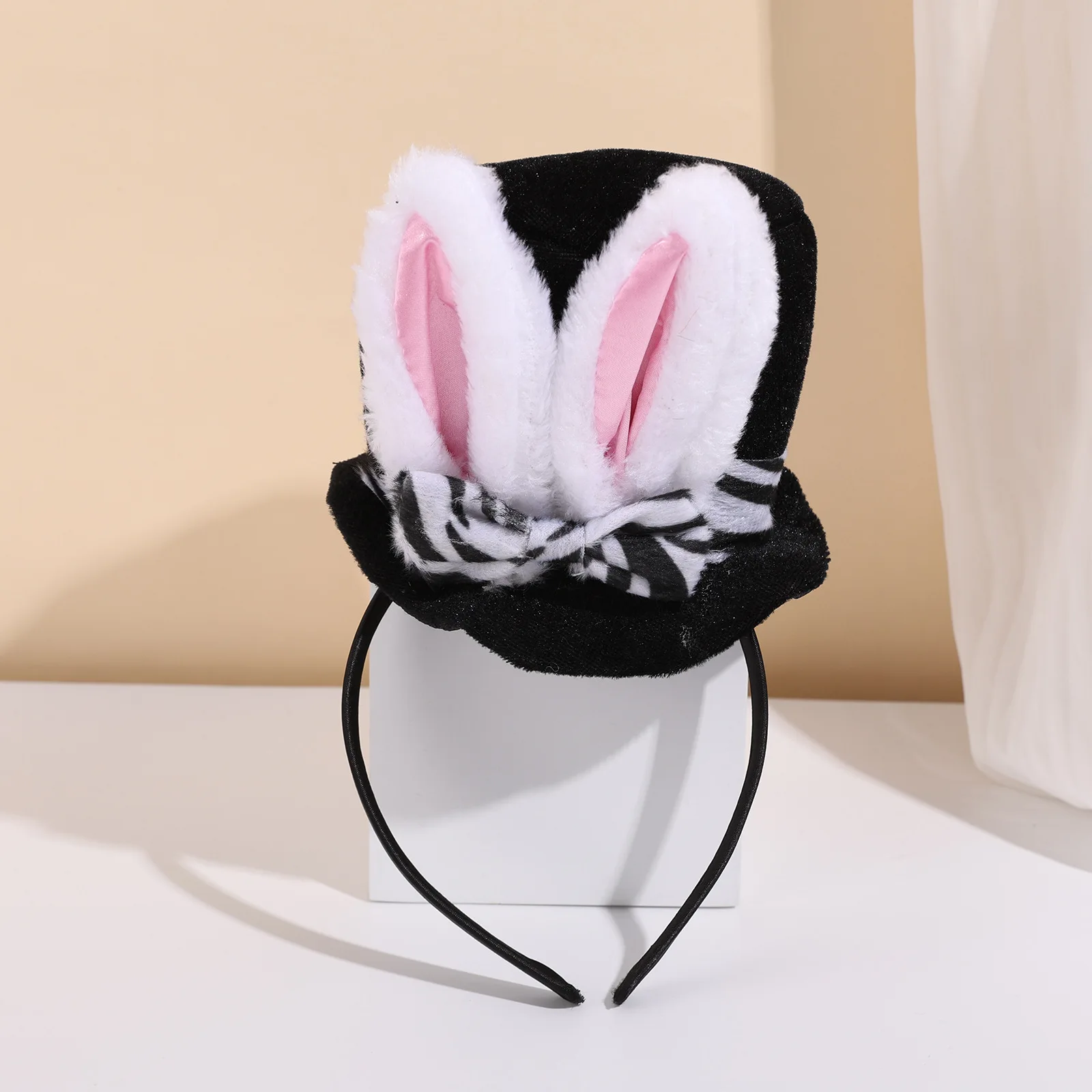 

Пушистая повязка на голову с ушками кролика и грибами для пасхальной вечеринки, милый праздничный аксессуар для волос в виде животных, подарок