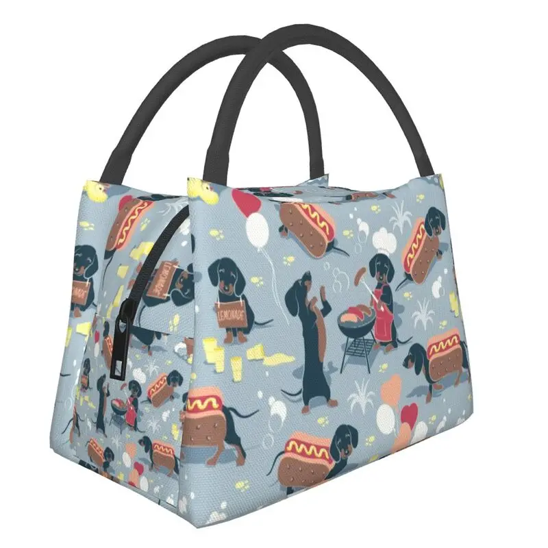 Cute Dachshund Dog Insulated Lunch Bags for Women Sausage Wiener Badger Dogs Portable Thermal Cooler Bento Box Work Travel