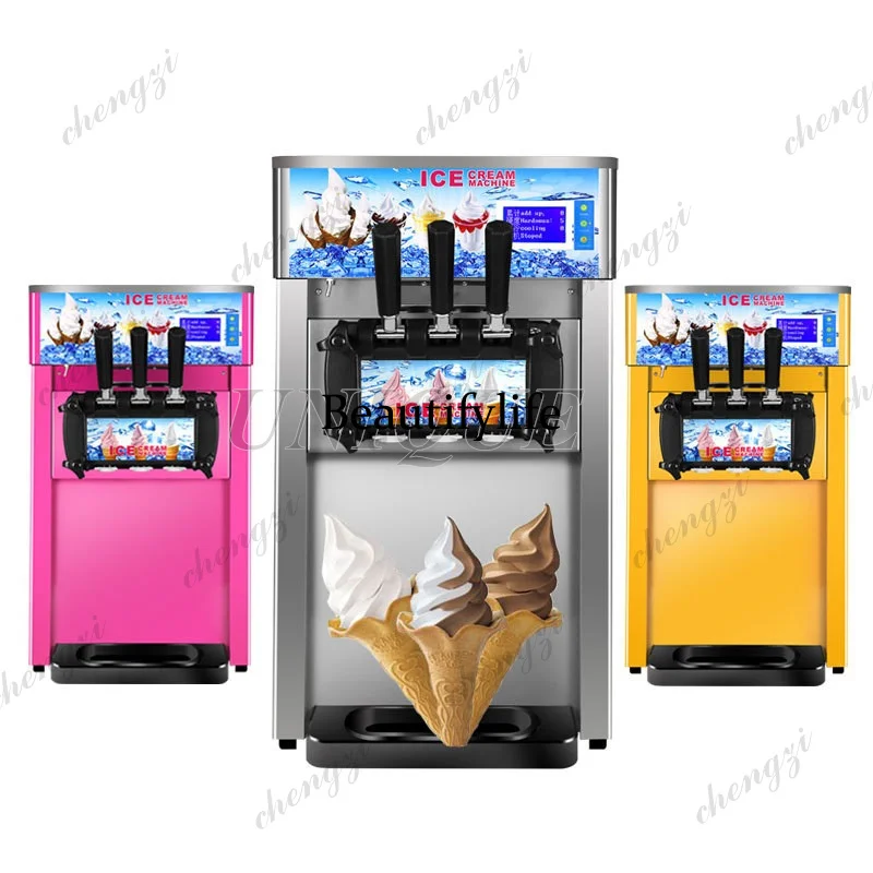 Automatic Commercial Soft Serve Ice Cream Maker with 3 Flavors Multifunctional Fruit Ice Cream Making Machine for Business Sale