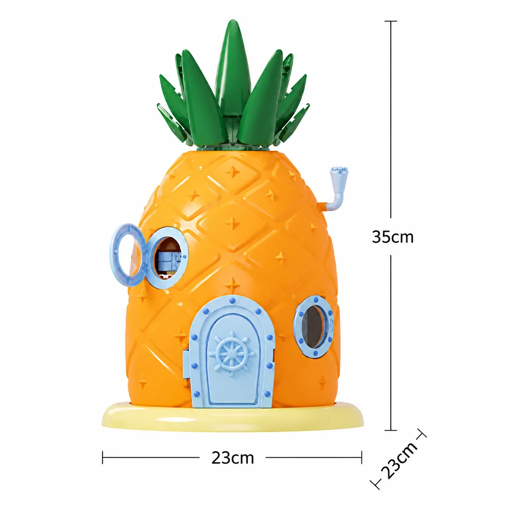 SpongeBob Schwammkopf Ananas Haus Modulare Gebäude Klemmbausteine Set Unterwasser Ozean Szene Bausteine Modellbausatz DIY Montage mit 4 Minifiguren Spielzeug für Erwachsene Ideales Geburtstags