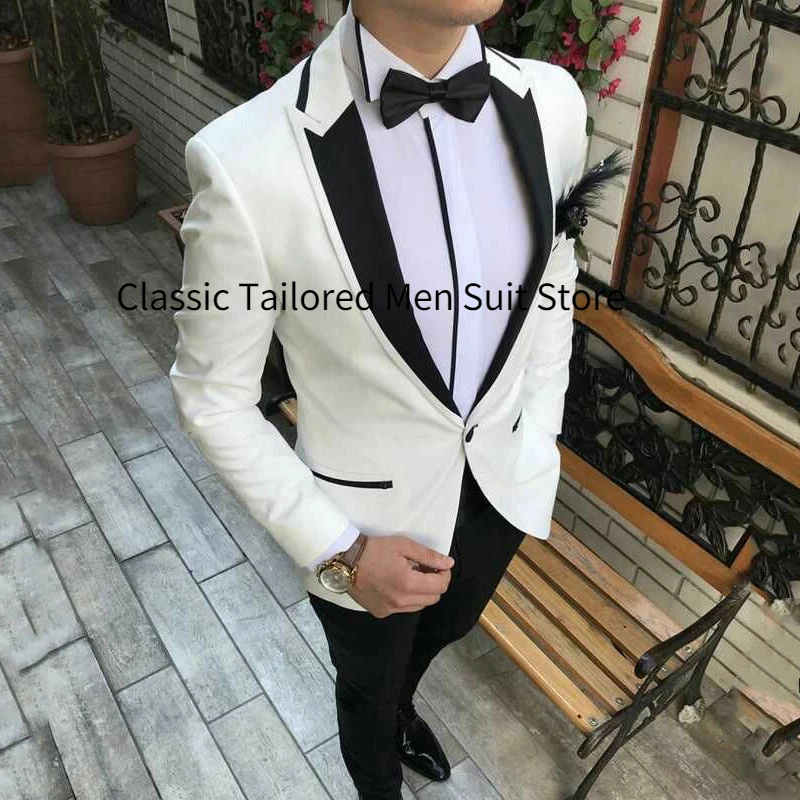 

Ivory Wedding Suits for Men Groom Tuxedo Best Man Blazers Costume Homme 2piece Groomsmen Coat Pants Slim Fit Terno Masculino