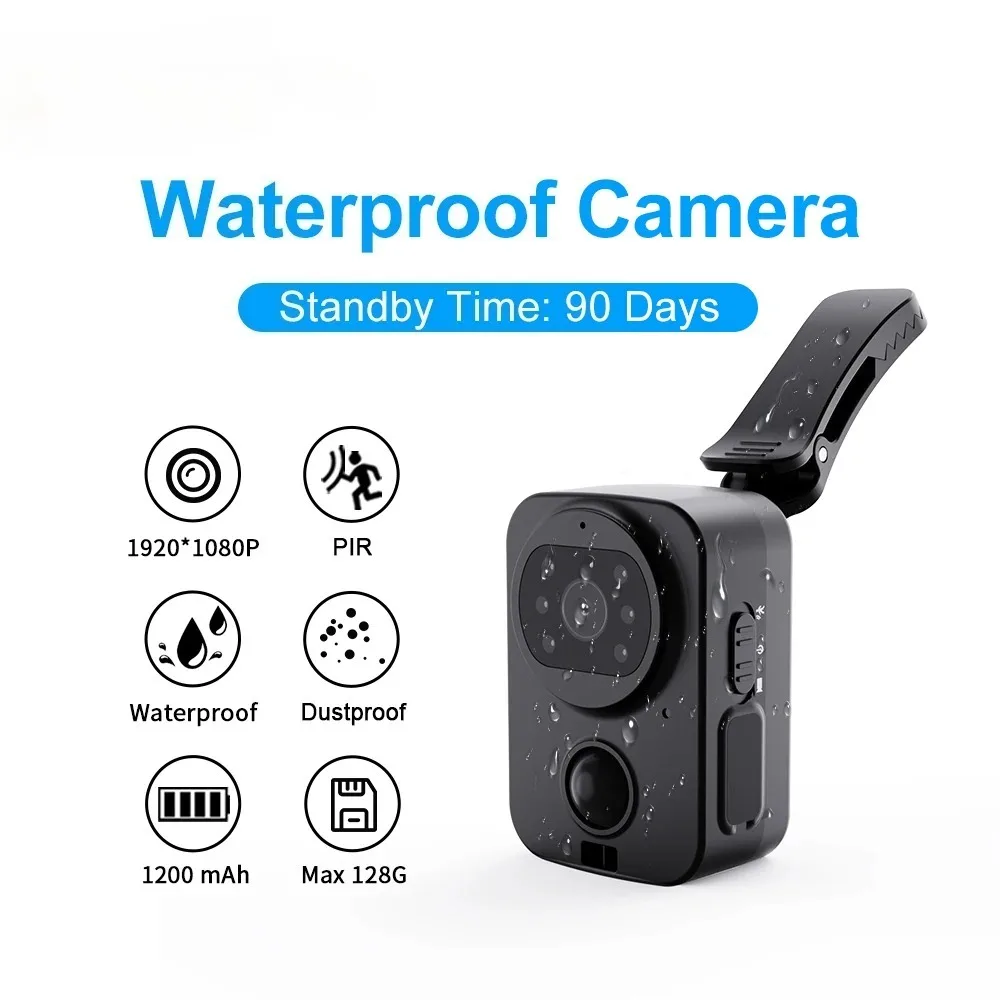 

PD01 Waterproof Mini Camera Motorcycle and Bike Recorder Sport DV NO-APP Pocket PIR Small Police Security Wearable Body Worn Cam