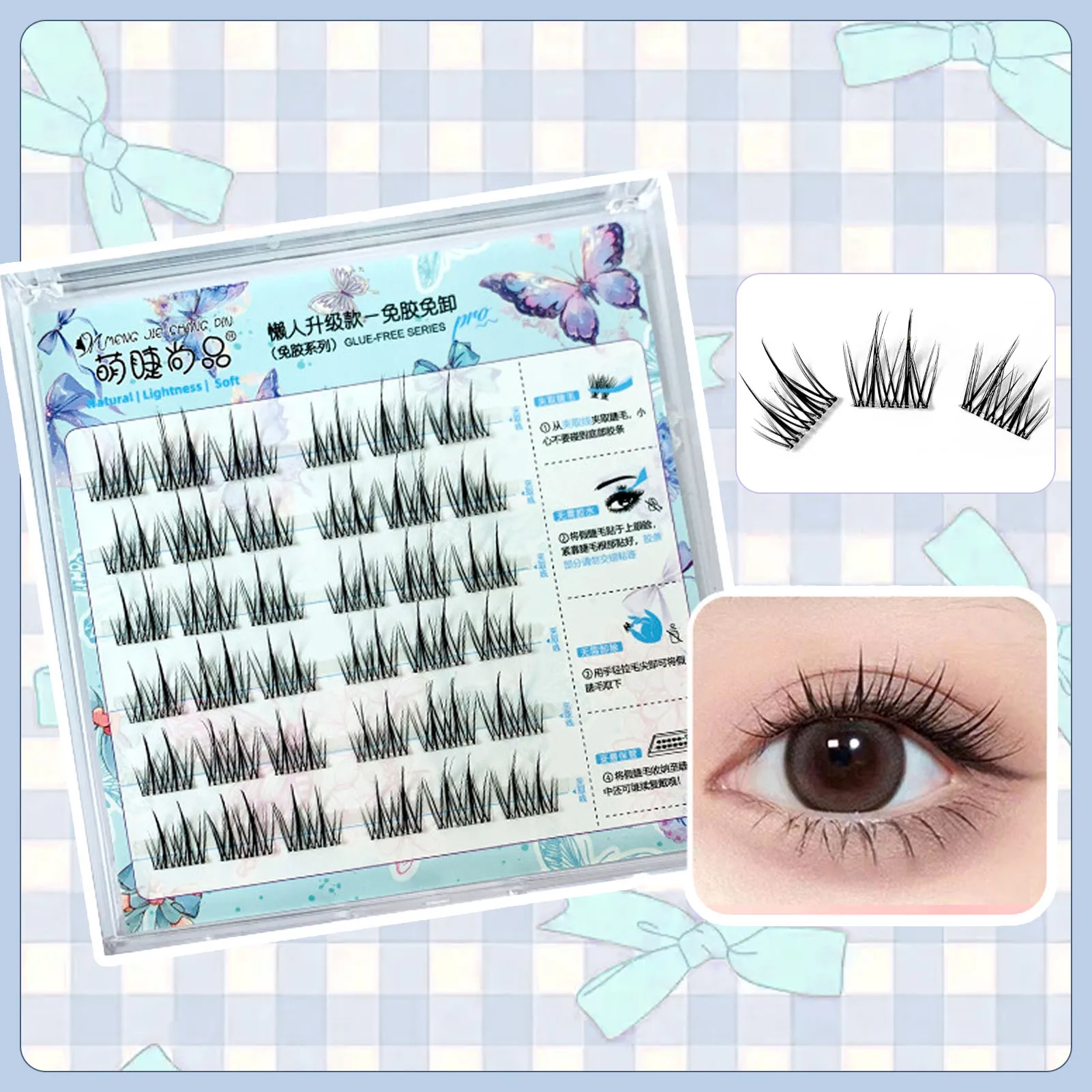 Lijmvrije Diy Lash Extensie Zelfklevende Wimpers Clusters Zonnebloem Doe-Het-Zelf Anime Ogen Wimpers Extensie Vergrote Ogen Make-Up