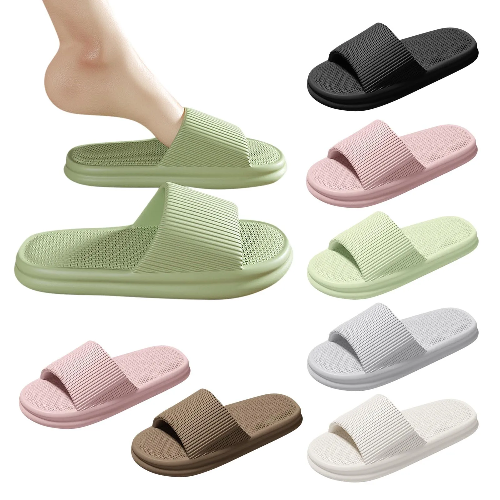 

Summer Men'S Slippers Women'S Sandals Non-Slip Eva Thick Sole Comfortable Home Bathroom Non-Slip Casual Wear-Resistant Slippers