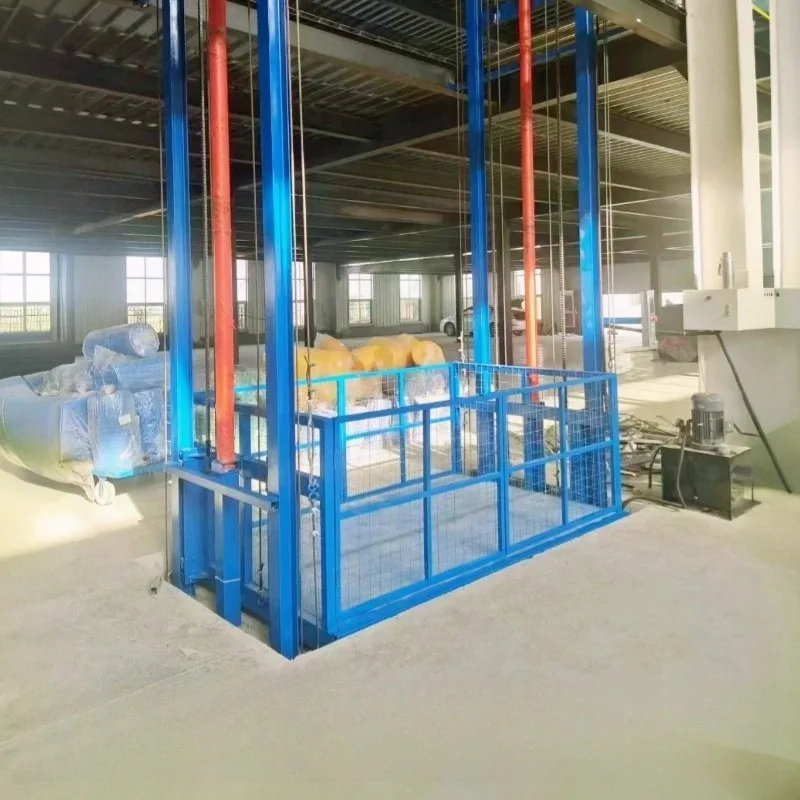 Industrial Freight Elevator Electric Hydraulic Double Guide Chain System for Warehouse Platform Indoor Outdoor Use