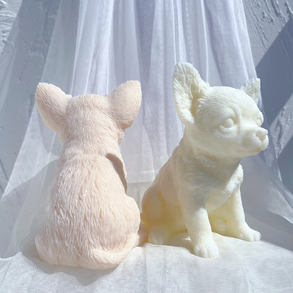 Chihuahua Puppy Kaarsvorm Dier Puppy 'S Soja Wax Siliconen Mal Hondenliefhebber Home Decor