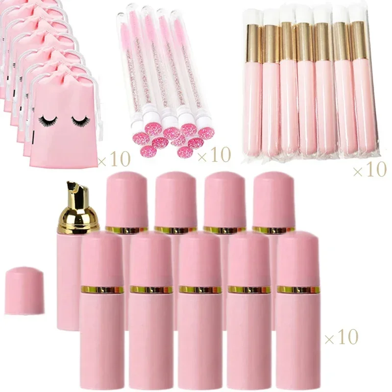 40PCS Suit  60ML Empty  Bottle Eyelash  Shampoo  Care Makeup Tool Travel   Foam Dispenser Bottle Plastic Cleanser Soap Care