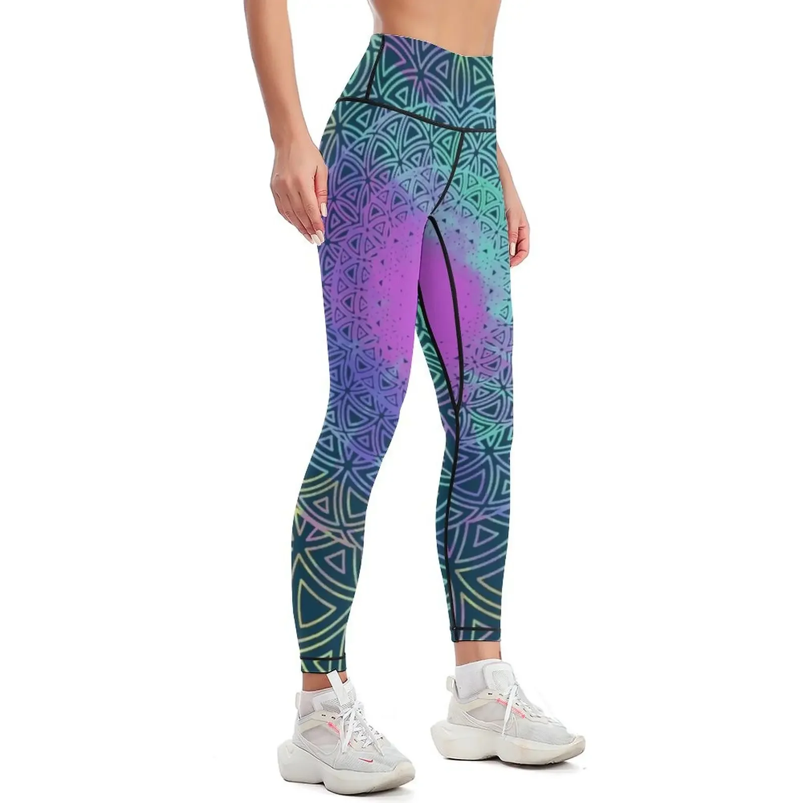 Flower of Life, Hippie Mandala Two Leggings leggins push up woman high waist Womens Leggings