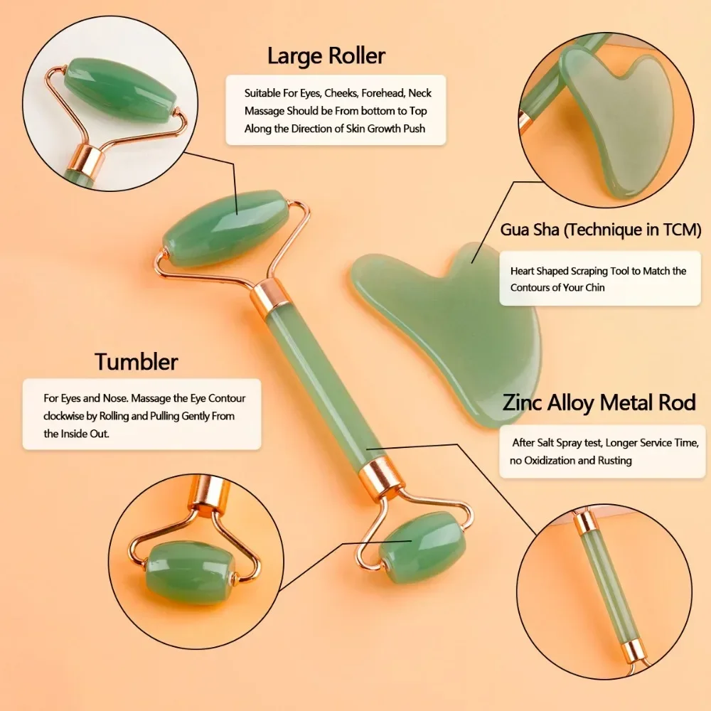 2개입 얼굴 마사지 키트 레진 페이스 롤러 괄사 보드 뷰티 스크래핑 마사지 롤러 페이스 리프팅 목 바디 스킨 케어 도구