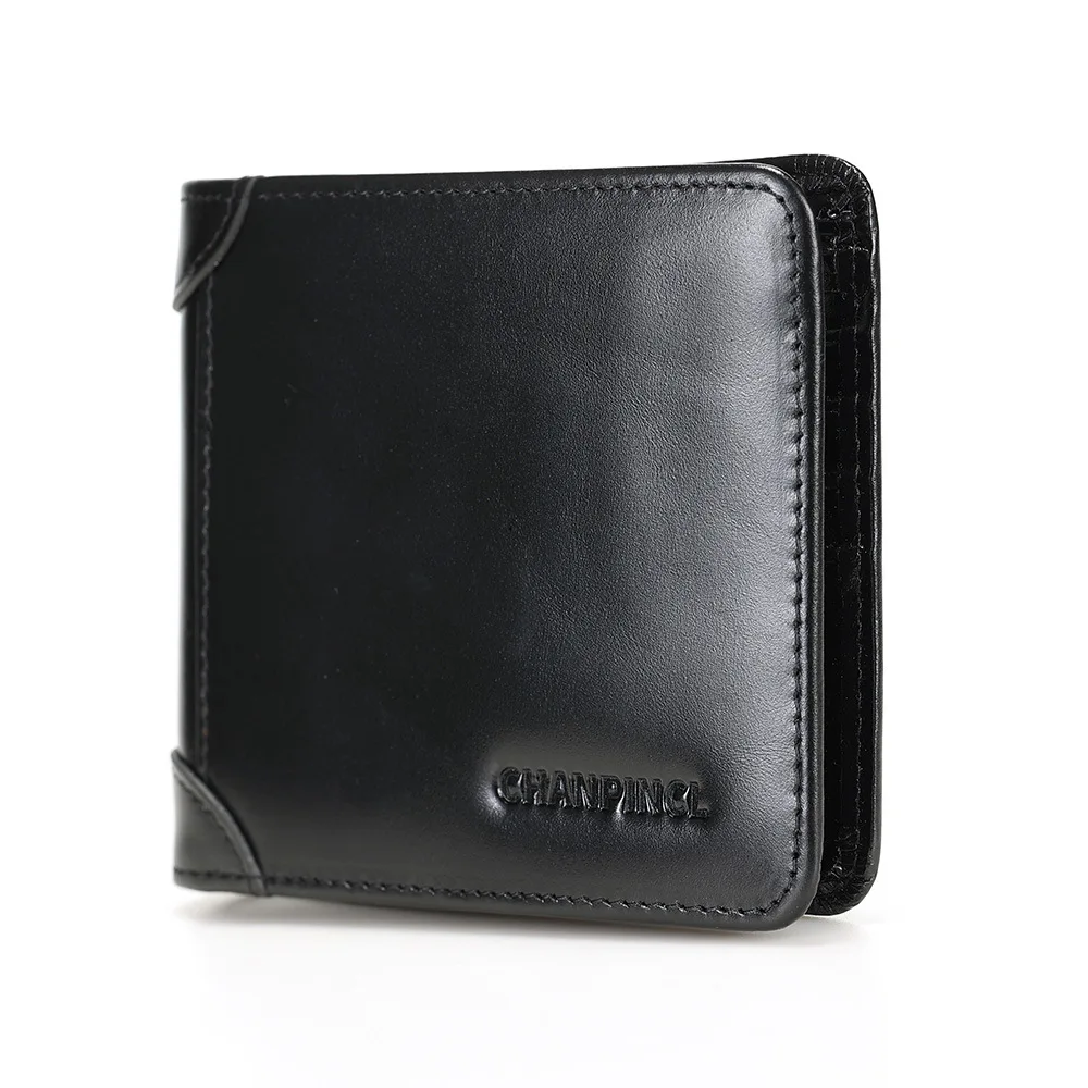 

New Fashion Business Men's Wallets 100% Cow Genuine Leather Short Wallet High Quality Male Cash Purses Clutch Boy Casual Wallets