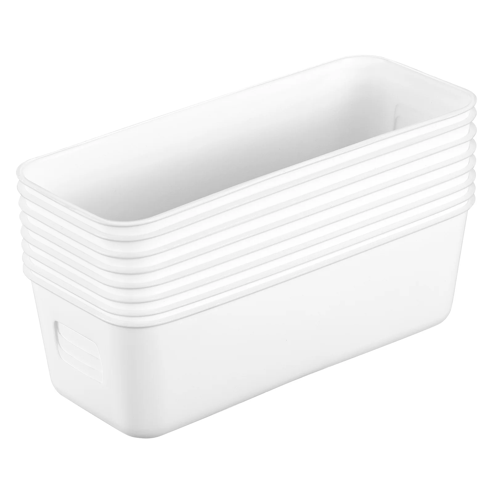 

8 pcs Plastic Storage Bins Rectangle Organizer Box 8.45X3.54X2.75In For Home Kitchen Pantry Bathroom Office Thin Narrow