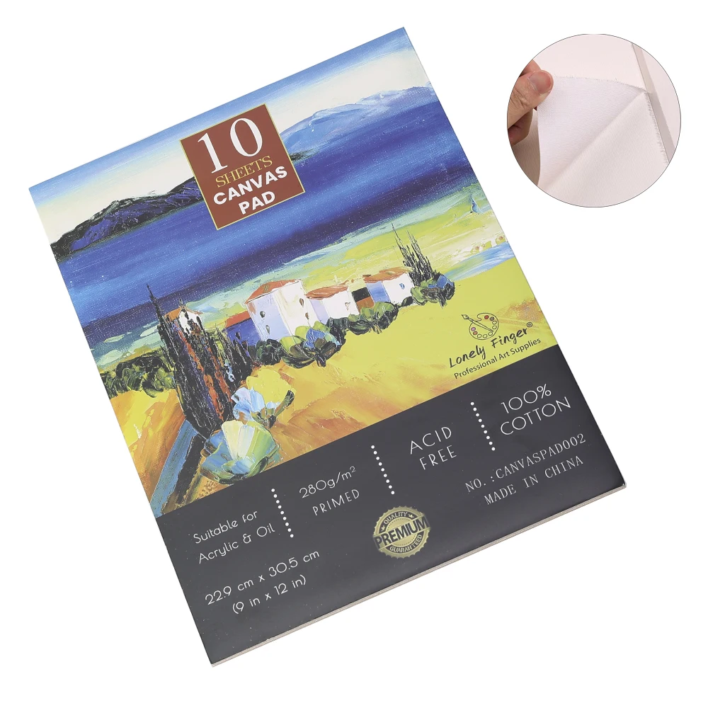 Imagem -01 - Papel de Lona para Artistas sem Ácido para Adultos e Estudantes Tinta a Óleo Tinta Acrílica 10 Folhas 9x12 in 280g papel de lona para artistas sem acido para adultos e estudantes tinta a oleo tinta acrilica 10 folhas 9x12 in 280g 01