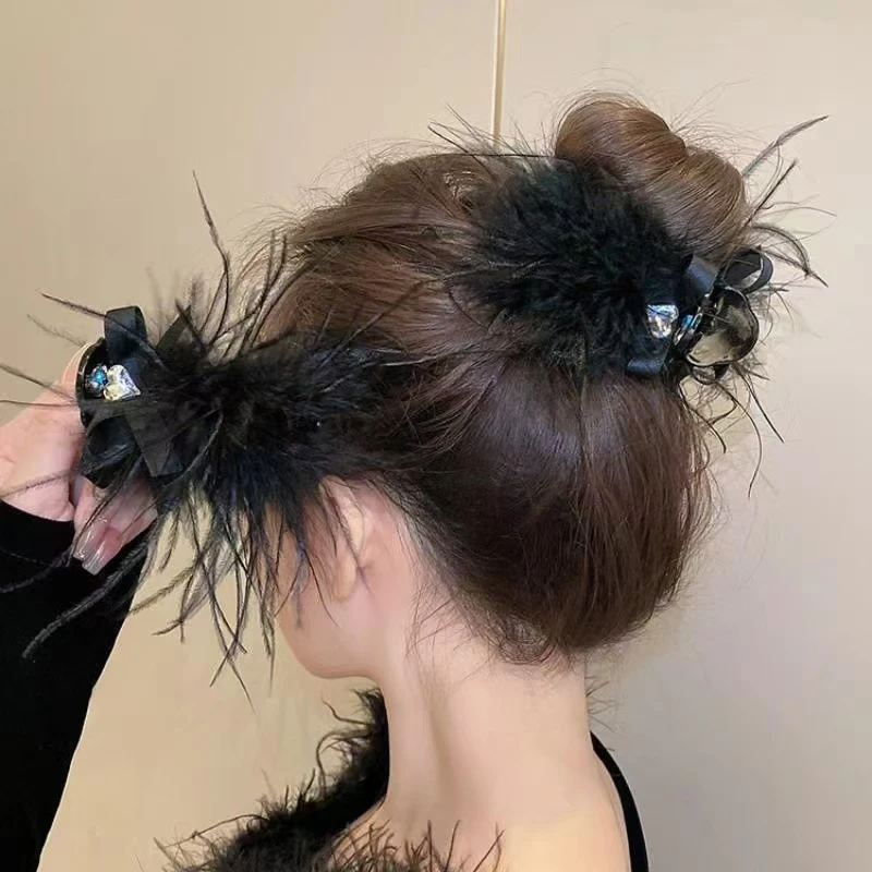 Clip de plumas de mariposa, pinza para el pelo hinchada con flores, cuerda, Clip de una línea, bandas para el cabello, coleteros de temperamento Simple, accesorios para el cabello