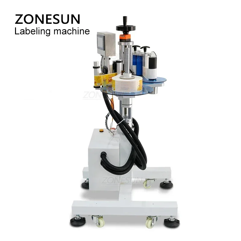 ZONESUN ZS-TB852 자동 원형 버킷 라벨링 기계 탁상용 항아리 라벨 어플리케이터 스티커 라벨러 라벨 디스펜서