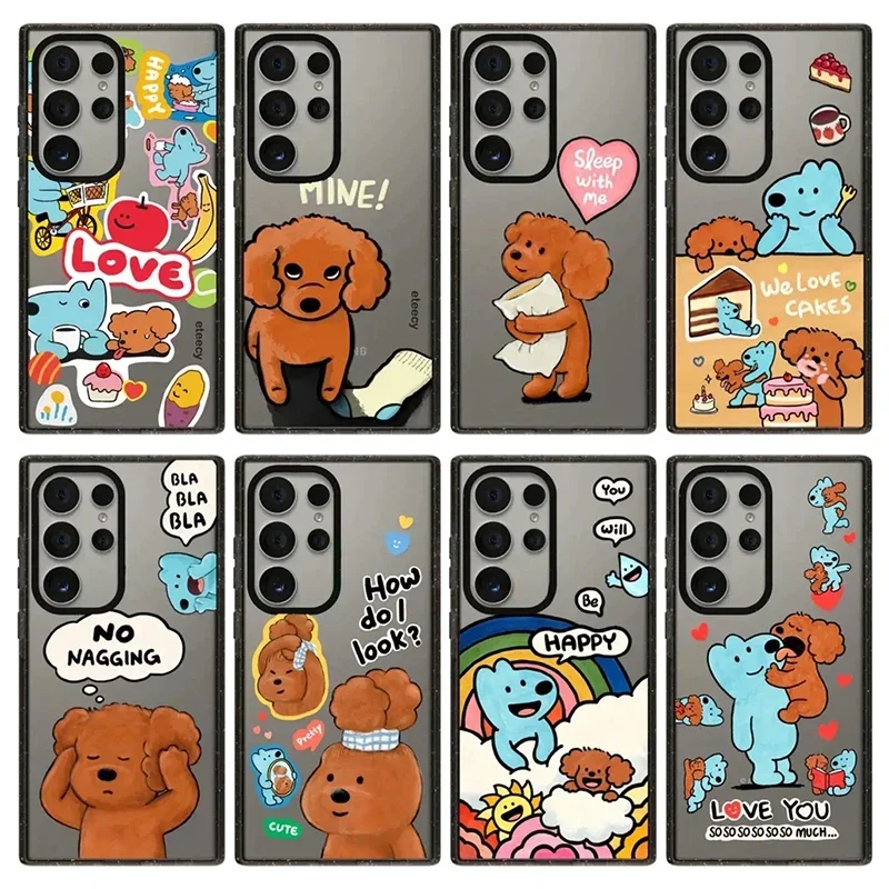 

Cute Blue Brown Bear Acrylic Protective Case for Samsung Galaxy S22U S23U S24 Ultra S24+ Plus Shell with MagSafe