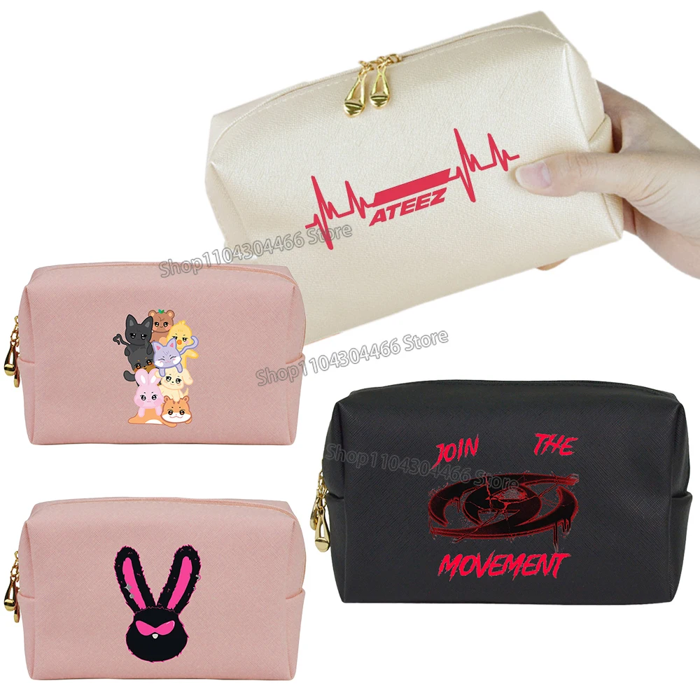 Ateez Merch Kpop Hand Bag Ladies Anime Makeup Bag Lady Bags Waterproof Make Up Bags Trendy Cell Phone Purses for Female Gift