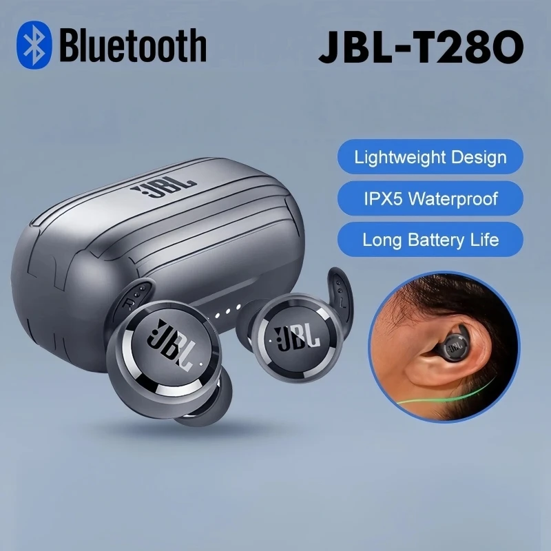 JBL T280 véritable écouteur sans fil suppression du bruit Bluetooth casque stéréo basse musique dans l'oreille casque mains libres avec micro