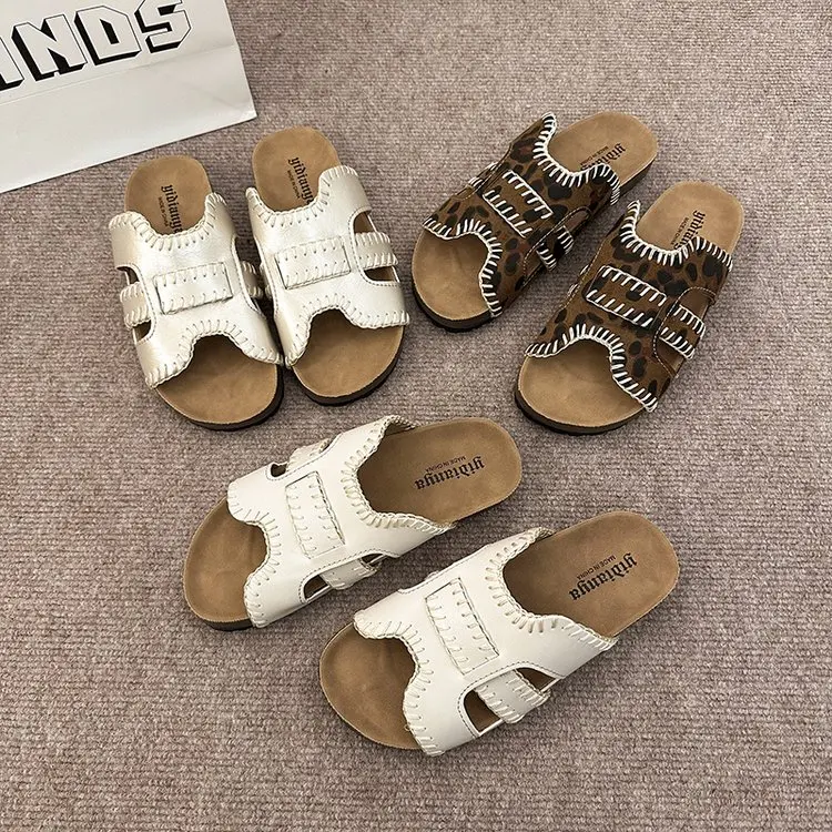 

Women's Thick Heel Clog Slippers 4.5CM Soft Cork Summer Sandals Fashionable Simple Design Beach Shoes Comfortable Slip-On Sandal