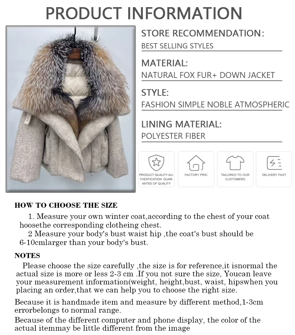 Doudoune d'hiver pour femme avec col en fourrure naturelle, doudoune en vraie fourrure