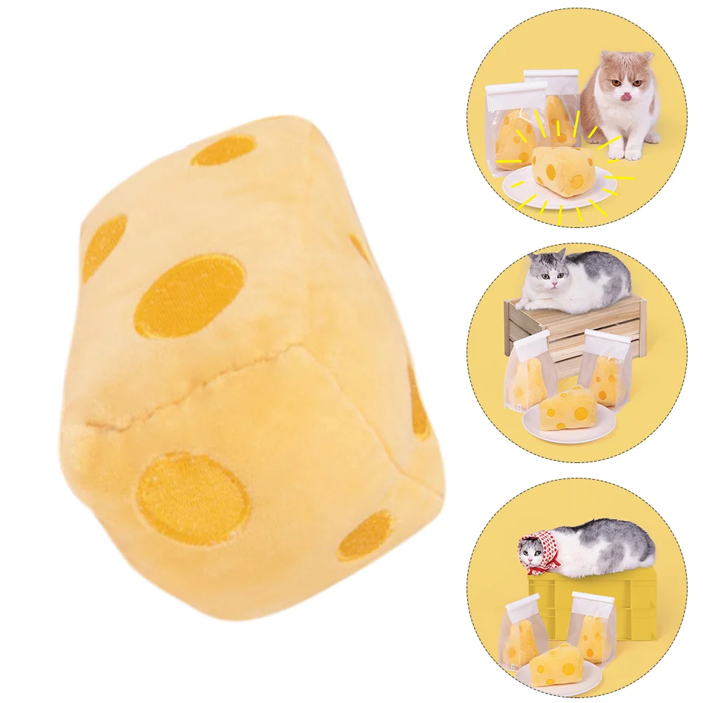 Catnip Cheese Toy Small Dog Toys Puppy Chew Plush Teething for Puppies Biting Plaything