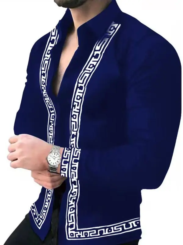 

Повседневная мужская рубашка премиум-класса Long Sve Dr irt с рисунком, приталенная, из полиэстера, летнего сезона, обычная, тонкая, длинная све