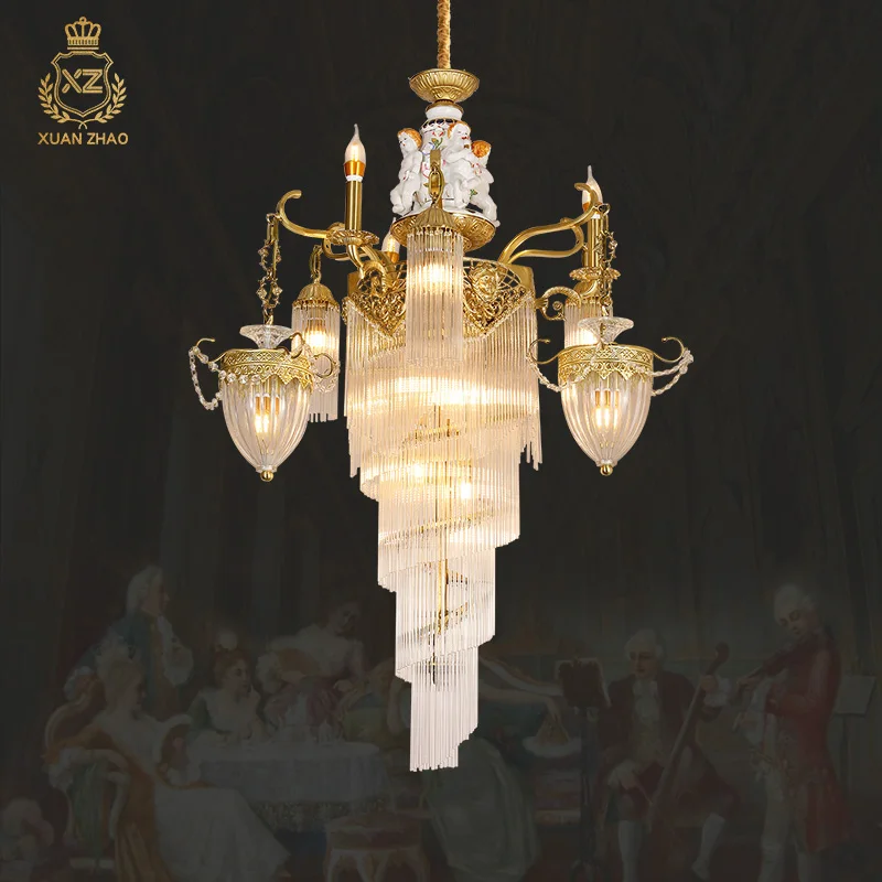 Baroque Classic Fancy Light Luxury Oversize Pendant Light High Ceiling Chandeliers Pendants Lamp European Style Large Chandelier