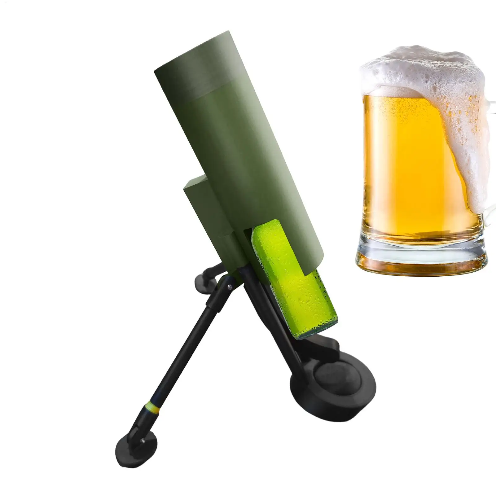 Beer Bottle Mortar Bottle Opener 51mm Mortar Beer Bottle Opener Cap Launcher Hands-Free Push Down Opener for Man Camping Travel