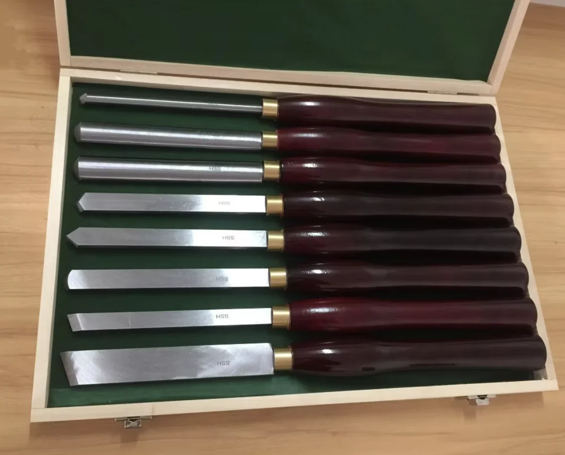 

Набор из 8 токарных резцов HSS для обработки дерева, высокоскоростная сталь, полукруглые ножи, ручной инструмент для токарной обработки дерева