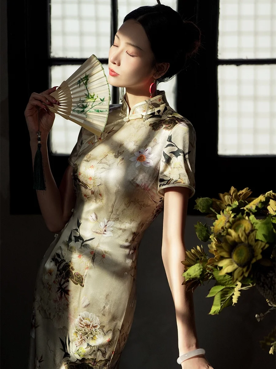 

Шелковый костюм, новый китайский стиль, женский, модный, высокого качества, осень-зима, новинка, маленький размер, 2025