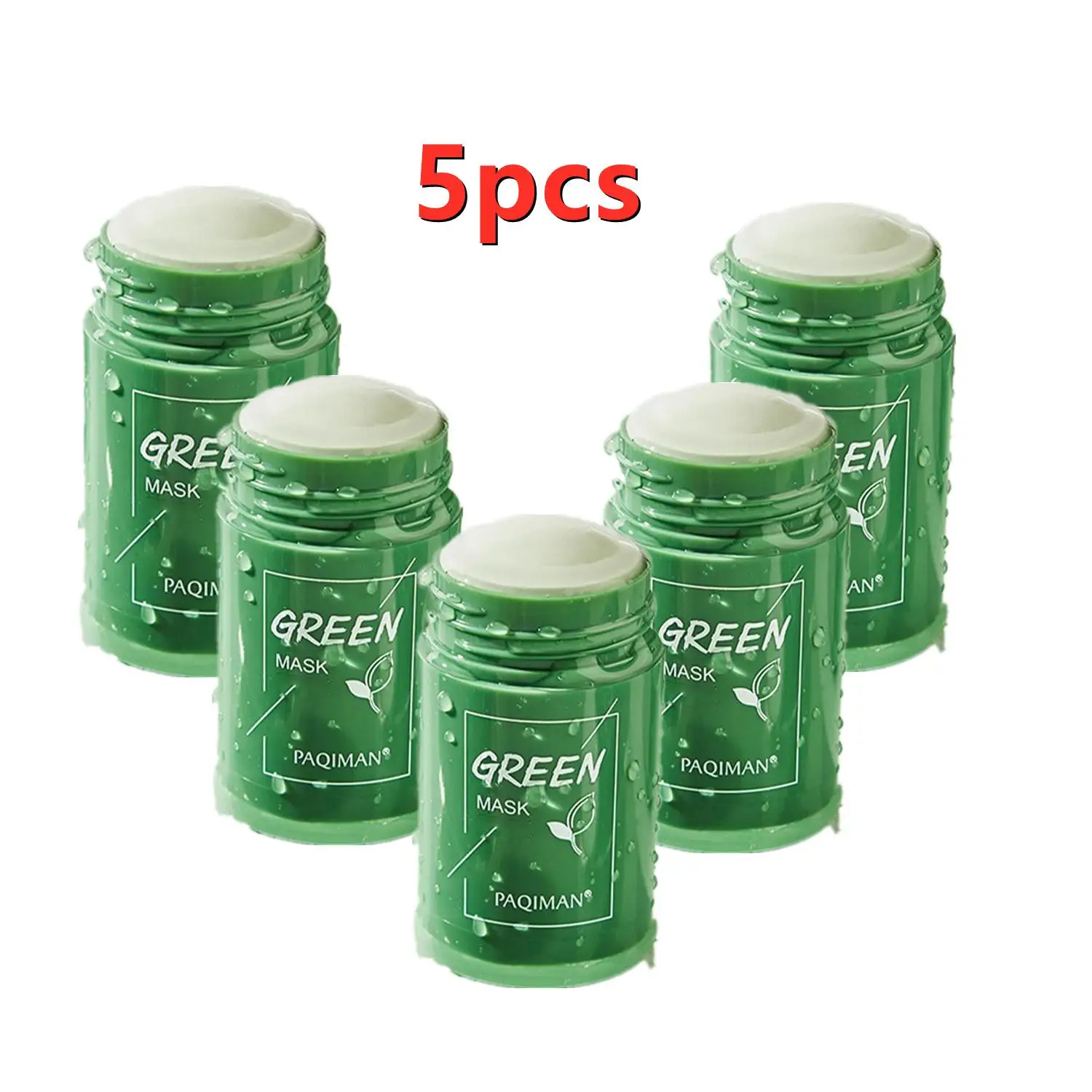 5PCS Face Clean Mask Green Tea Cleansing Stick Mask Smear Acne Shrink Blackhead Moisturizing Deep Clean Mask Film Skin Care