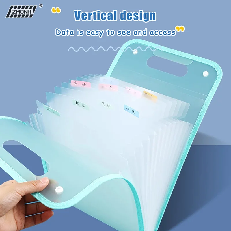 

[H]13 Pocket File Folders Portable A4 Letter Size Macaron Color Accordian Document Organizer Classroom Office Home Storage