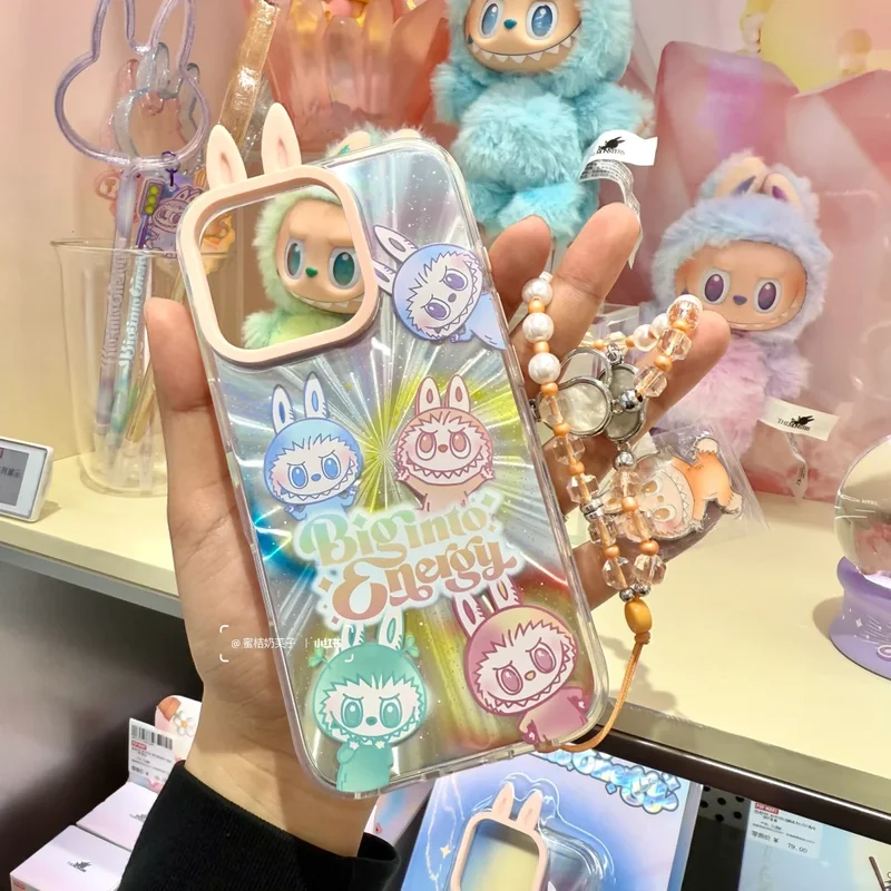 

Labubu The Monsters big Into Energy Series Периферийный чехол для телефона Iphone 16 Pro Max Игрушка Кукла Аниме Фигурка Украшения Подарок на день рождения