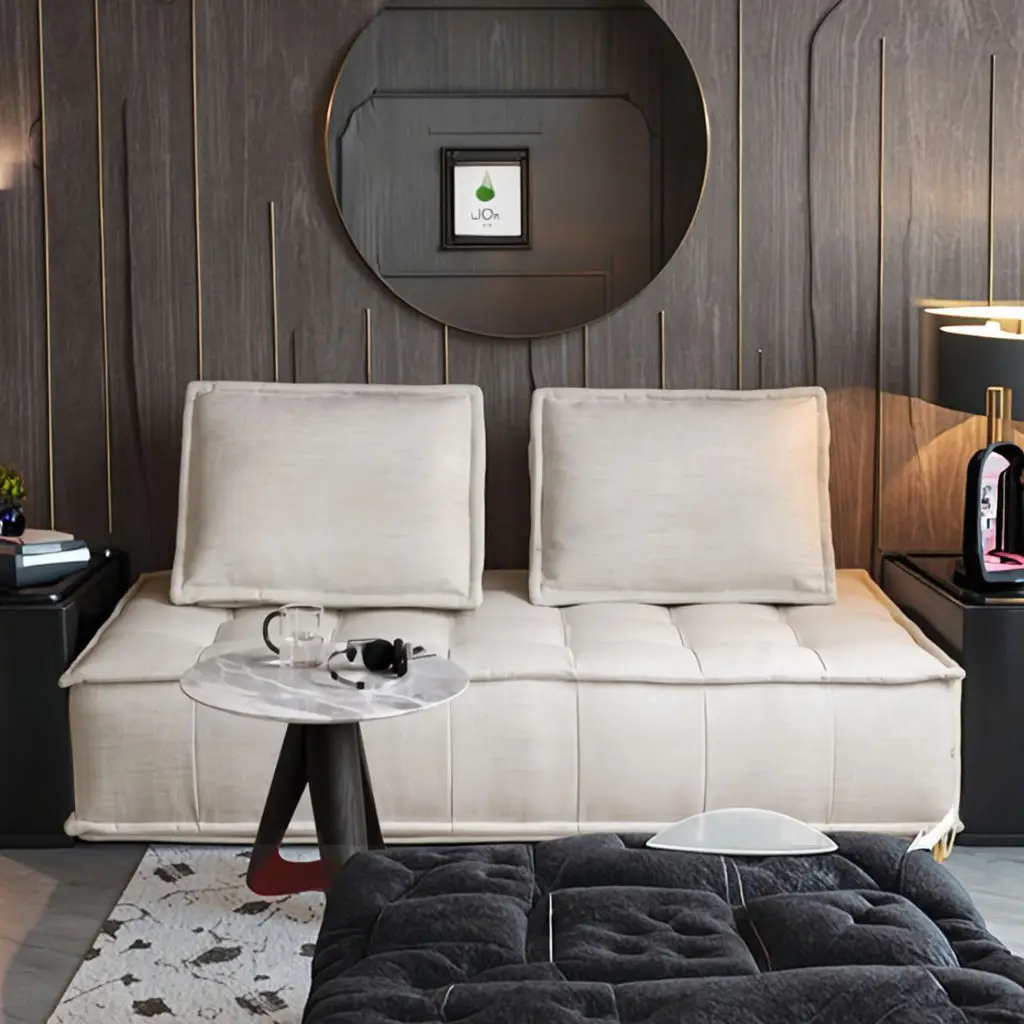 #Compressed Comfort Lazy Sofa Reclining Sectional Fabric Bed with Folding Feature for Living Room Bedrooms and Villas