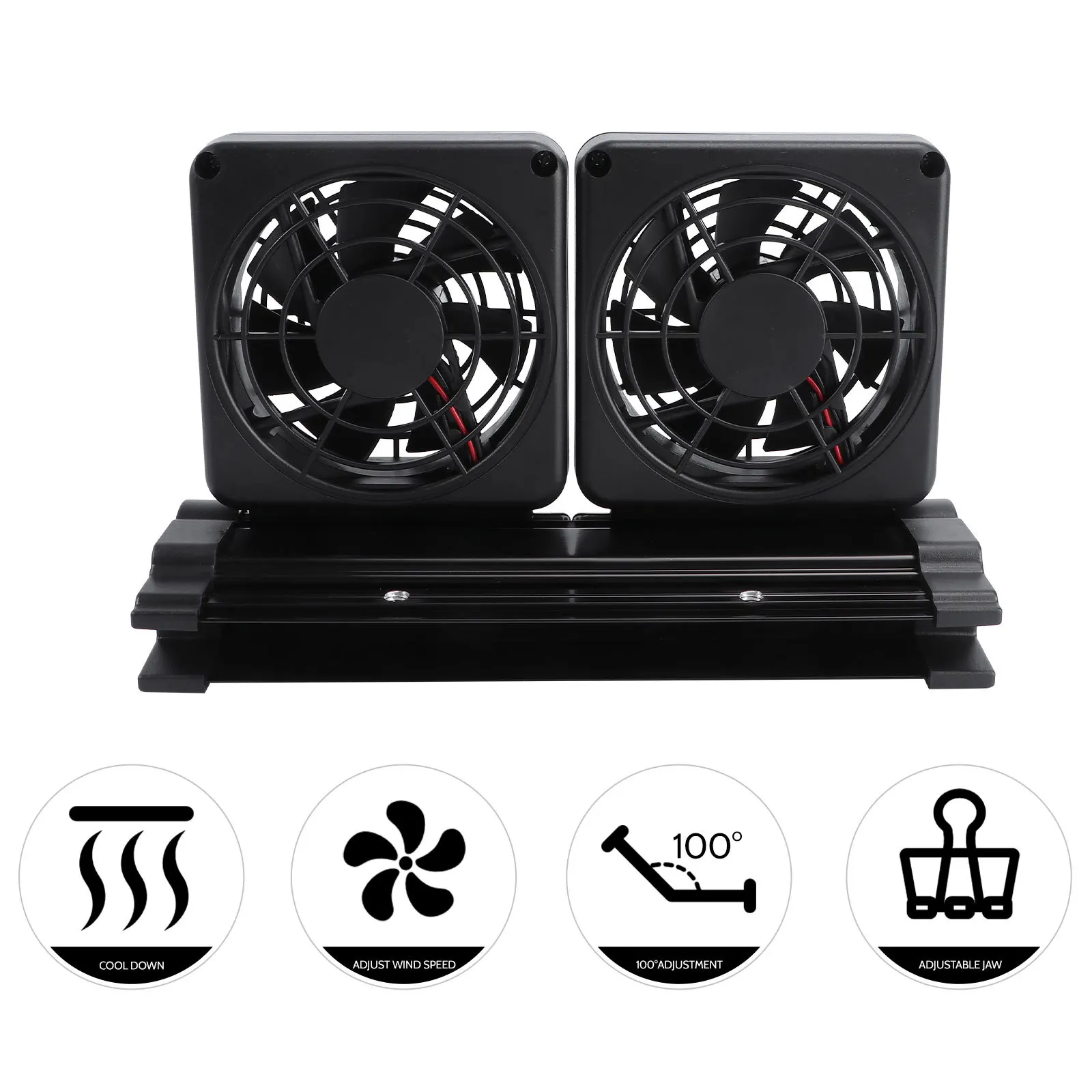 

2 Fan Mini Cooling Fan Heat Dissipation Chiller Fish Tank Aquarium Adjustable Wind Temperature Control Us Plug Black