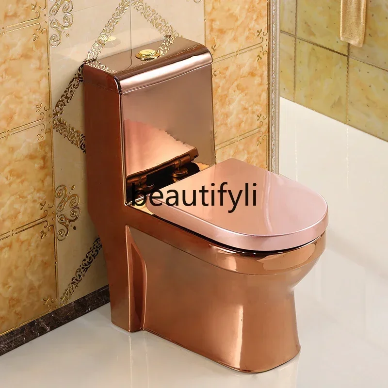 

Household European rose gold toilet creative flush toilet super swirl deodorant toilet