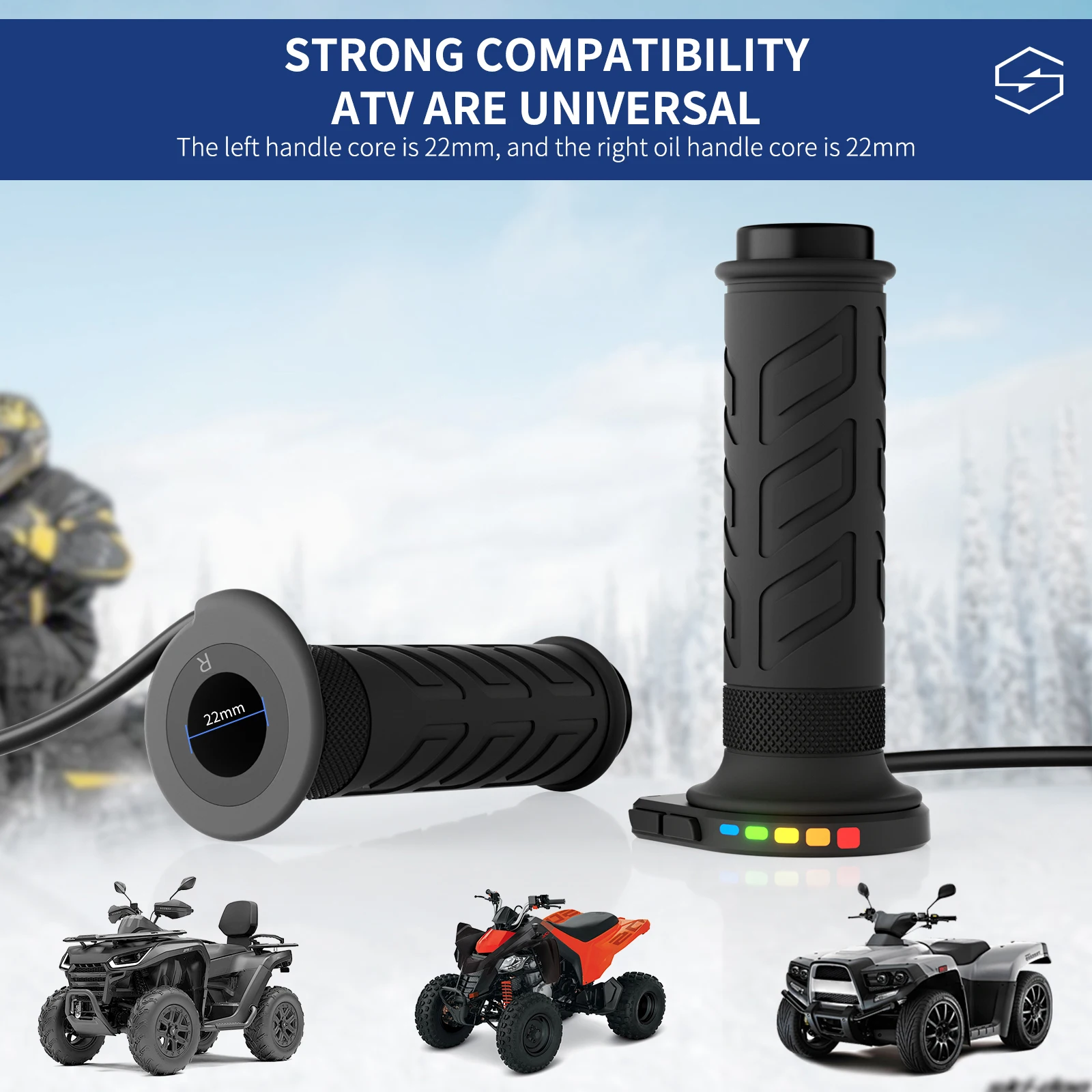 

1 Pair 12V 22mm Electric Heating Handle 5-Gear Temperature Adjustable Motorcycle Hot Grips Motorcycle Heated Hand Grips