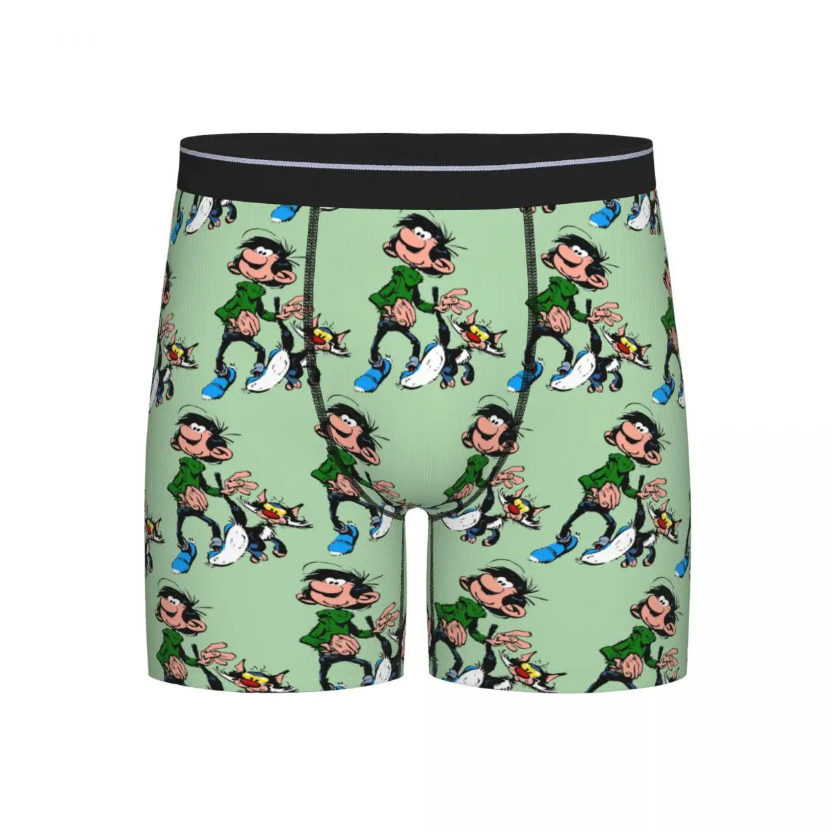 

Long Boxer Underpants Shorts Gaston Lagaffe Big Ben Head Panties Men's Comfortable Underwear for Homme Man Boyfriend Gift