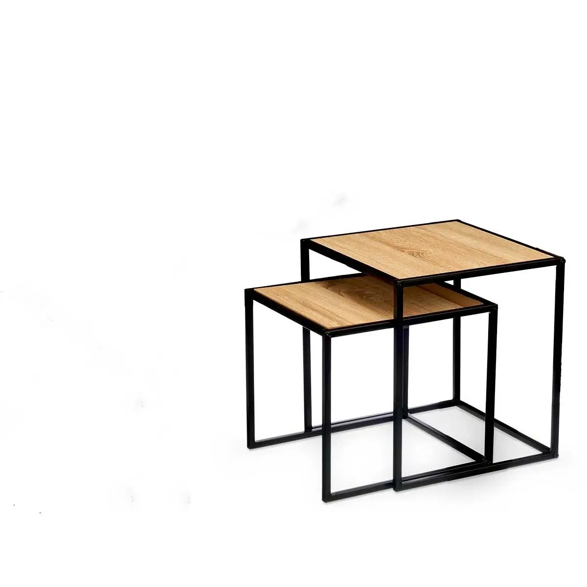 Starley-set 2 side tables Wood, small table: 30x30x34cm + large table: 34x34x37