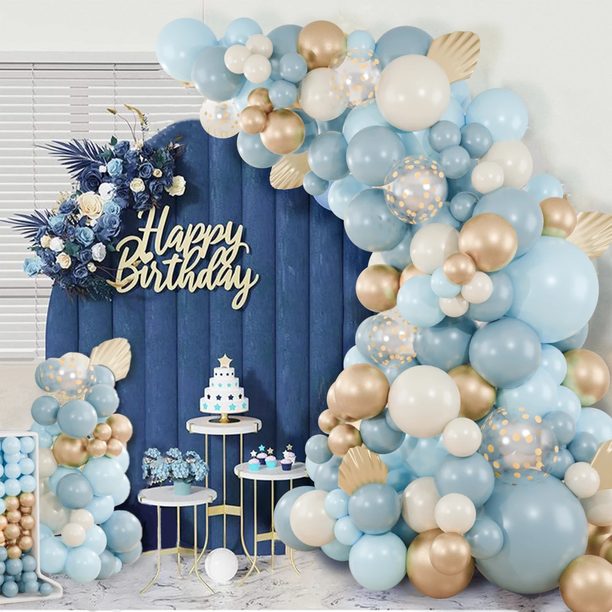 

104pcs Dusty Blue Balloons Arch Garland Metallic Wedding Party Decor Gold Dusty Latex Balloon Wedding Birthday Party Supplies