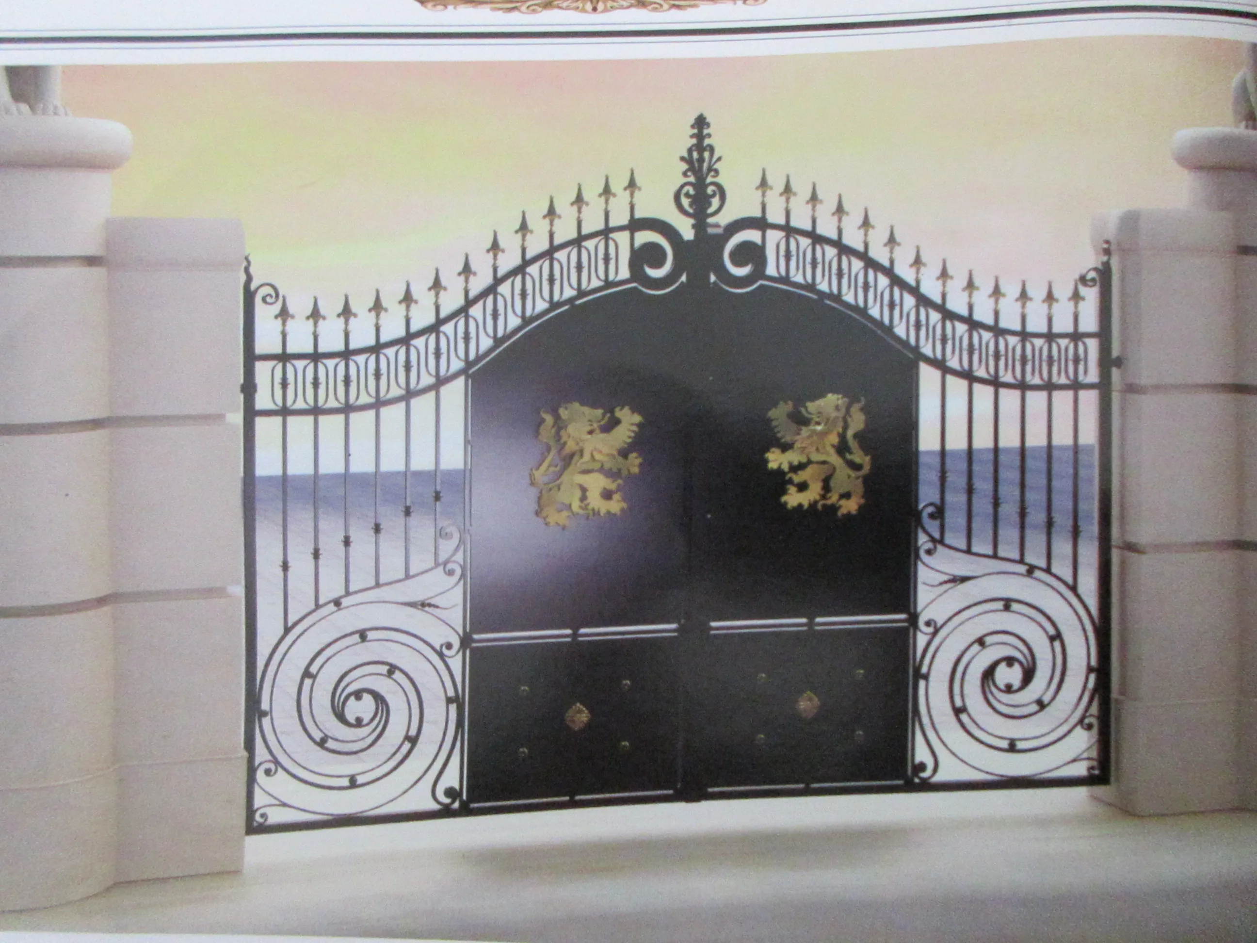 

Wrought iron gates manufacturers China garden metal steel driveway swing sliding doors supplier